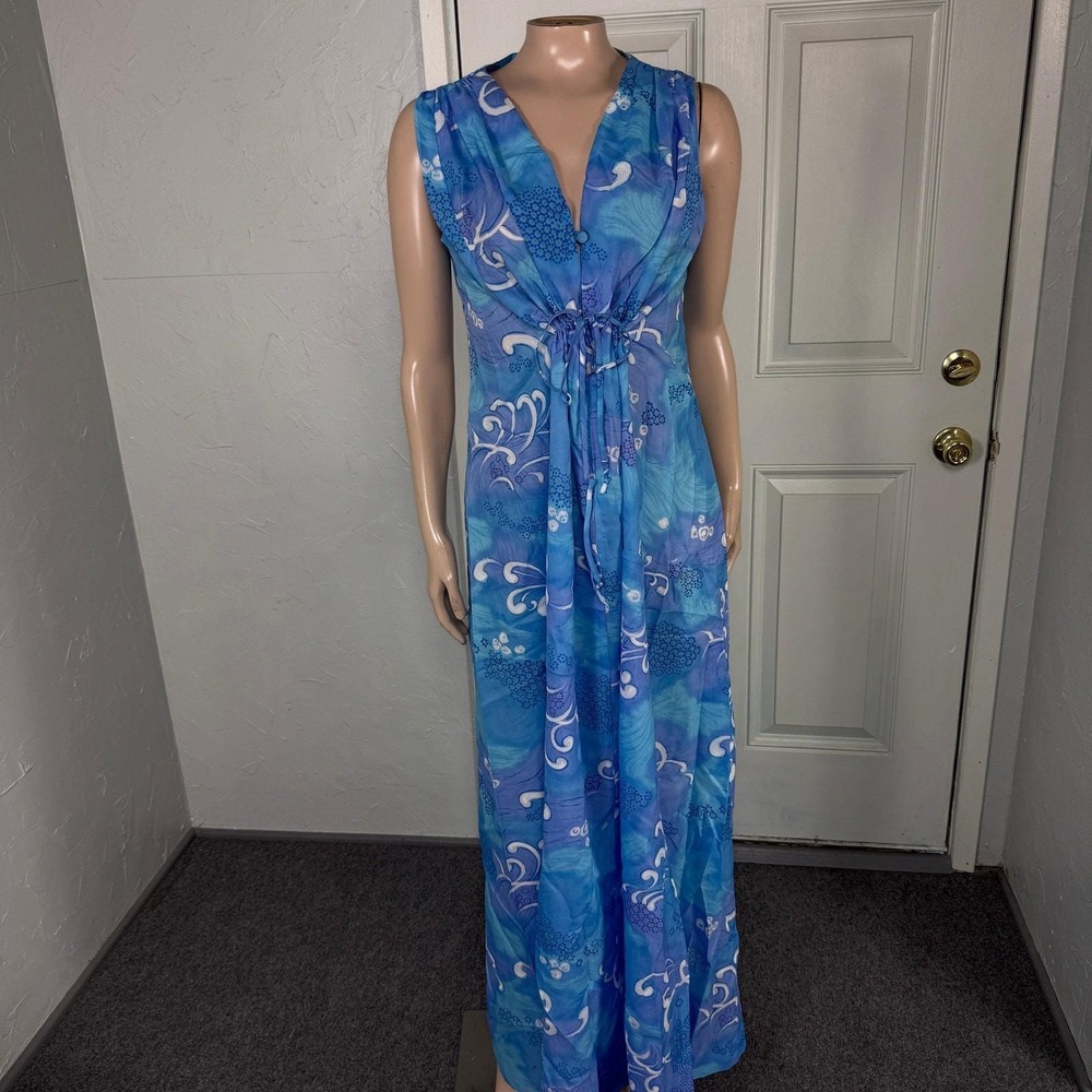 Vintage 70s Sun Fashions Hawaii Women's Dress 12 Maxi Polyester Floral E30